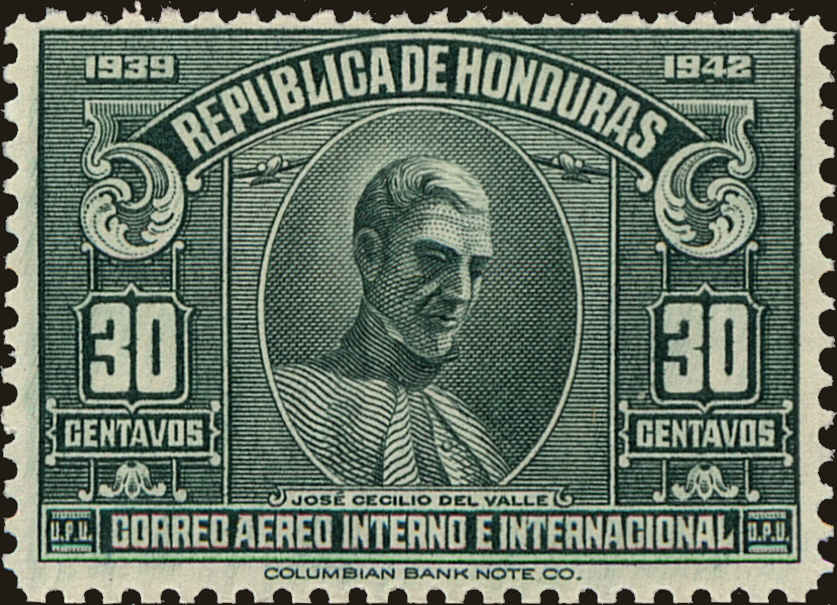 Front view of Honduras C92 collectors stamp