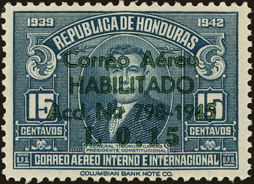 Front view of Honduras C148 collectors stamp
