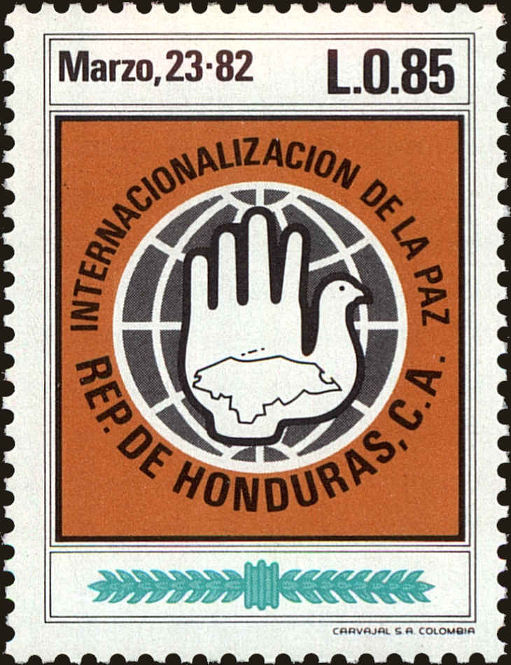 Front view of Honduras 345 collectors stamp