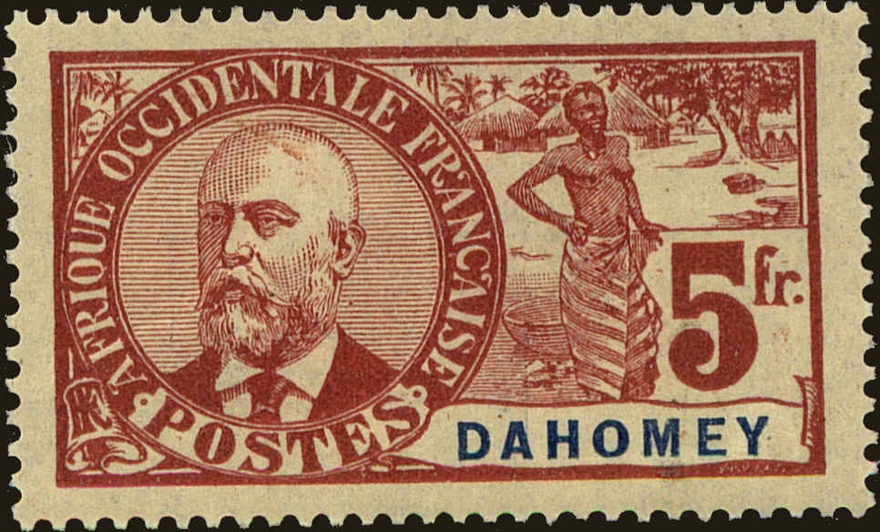 Front view of Dahomey 31 collectors stamp