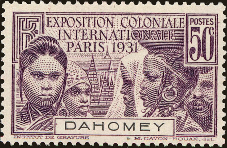 Front view of Dahomey 98 collectors stamp