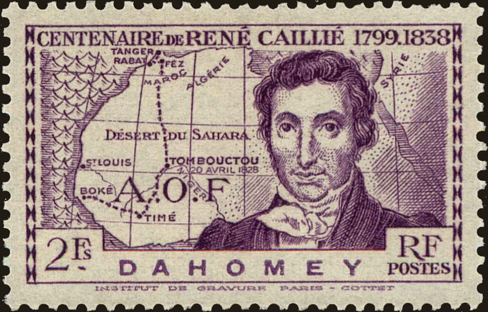 Front view of Dahomey 109 collectors stamp