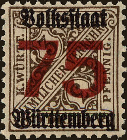Front view of Wurttemberg O164 collectors stamp
