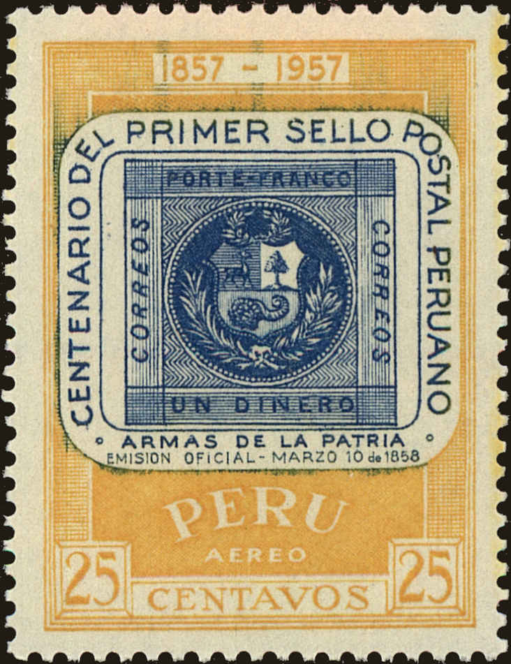 Front view of Peru C134 collectors stamp