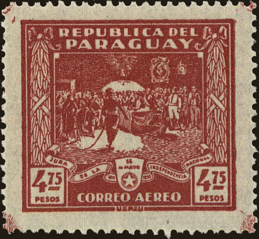 Front view of Paraguay C38 collectors stamp