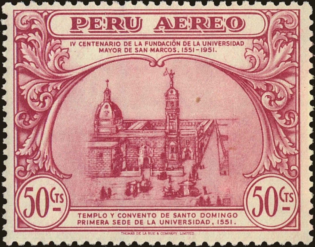 Front view of Peru C111 collectors stamp