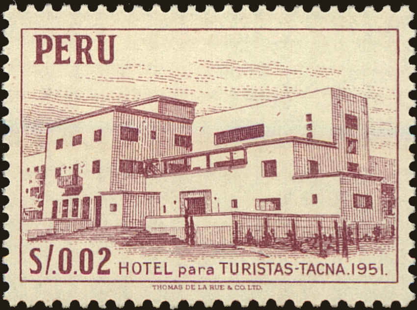 Front view of Peru 457 collectors stamp