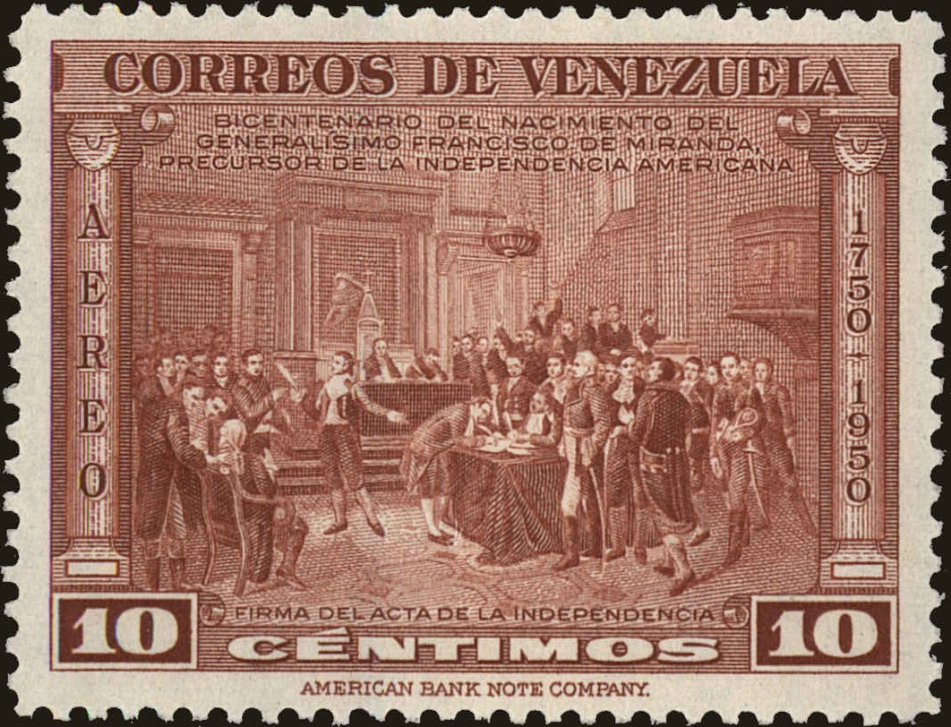 Front view of Venezuela C313 collectors stamp