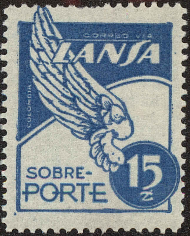 Front view of Colombia C168 collectors stamp