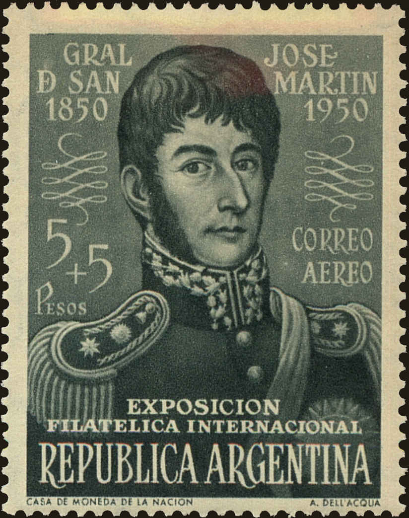 Front view of Argentina CB5 collectors stamp