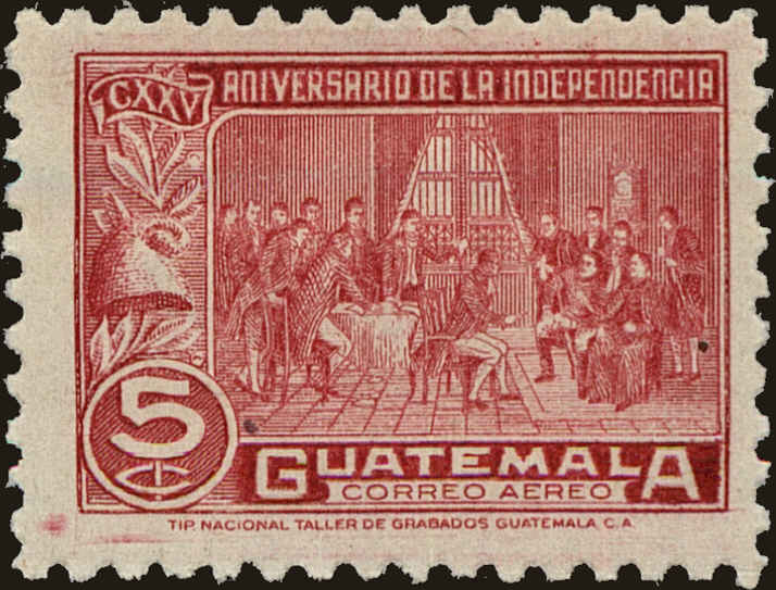 Front view of Guatemala C143 collectors stamp