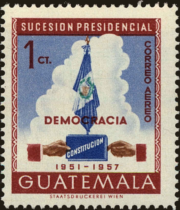 Front view of Guatemala C185 collectors stamp