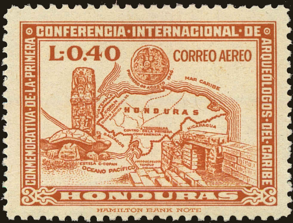 Front view of Honduras C166 collectors stamp