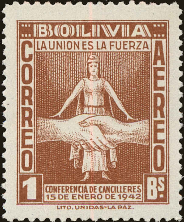 Front view of Bolivia C88 collectors stamp