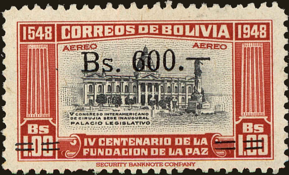 Front view of Bolivia C190 collectors stamp