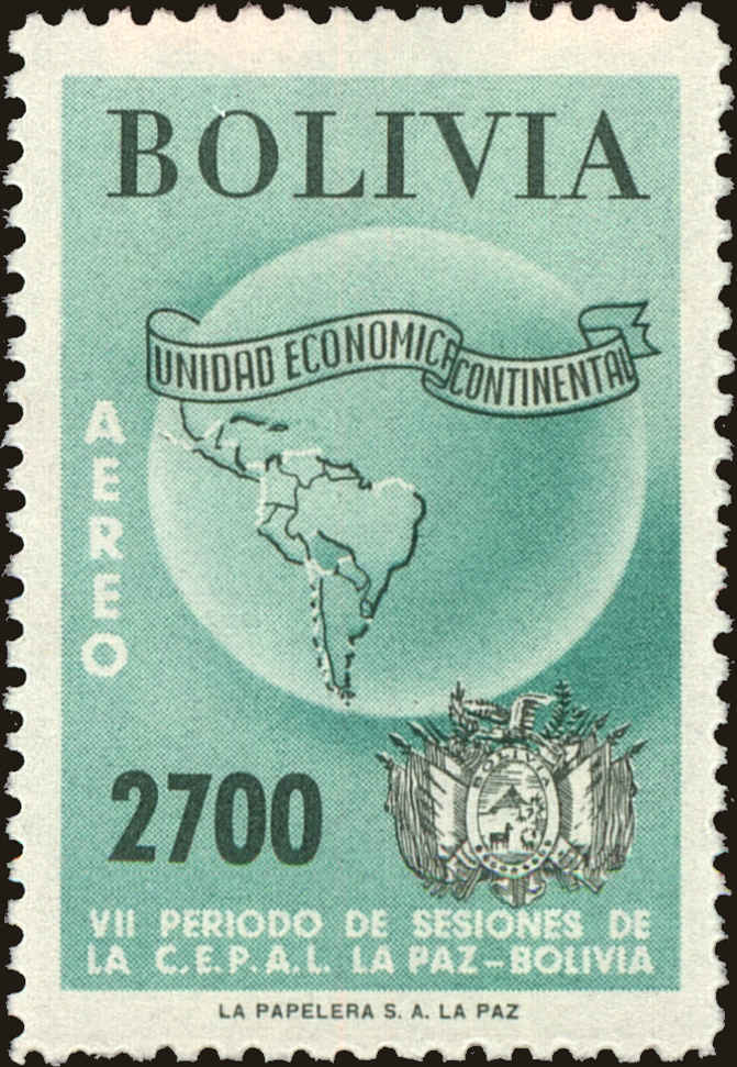 Front view of Bolivia C200 collectors stamp