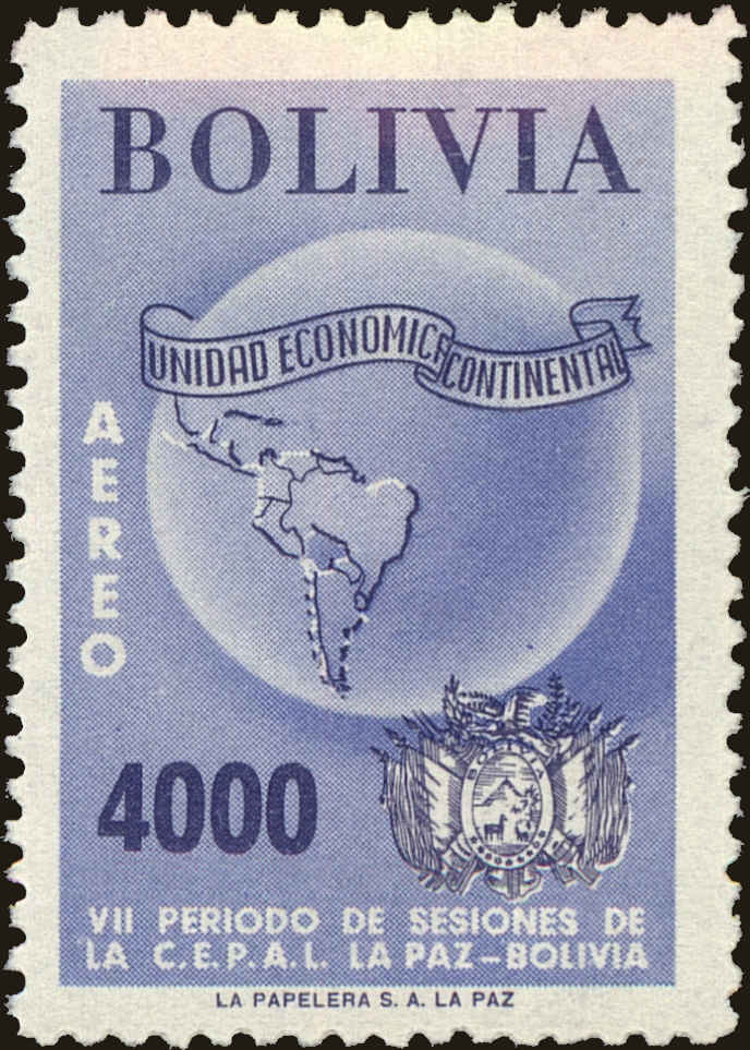 Front view of Bolivia C201 collectors stamp