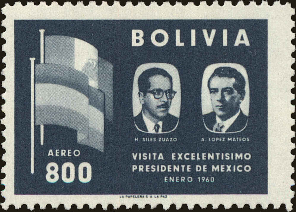 Front view of Bolivia C206 collectors stamp
