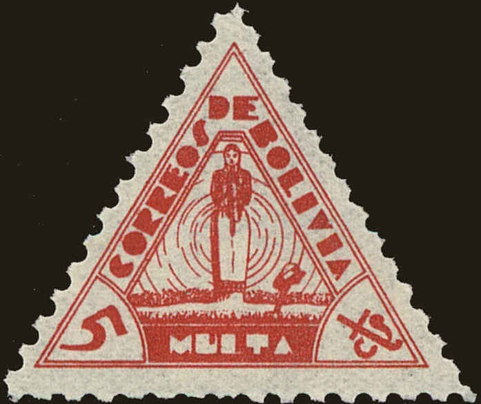 Front view of Bolivia J7 collectors stamp