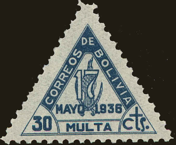 Front view of Bolivia J9 collectors stamp