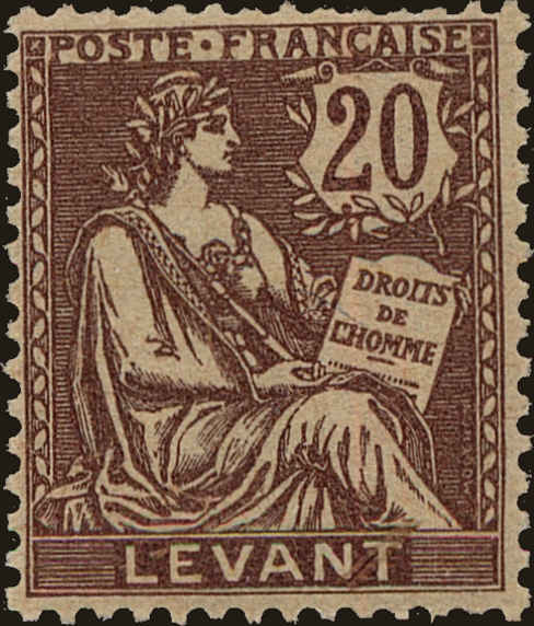 Front view of French Offices in Levant 28 collectors stamp