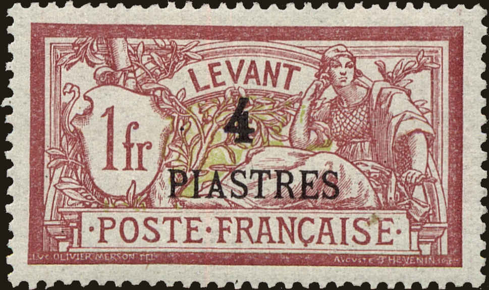 Front view of French Offices in Levant 36 collectors stamp