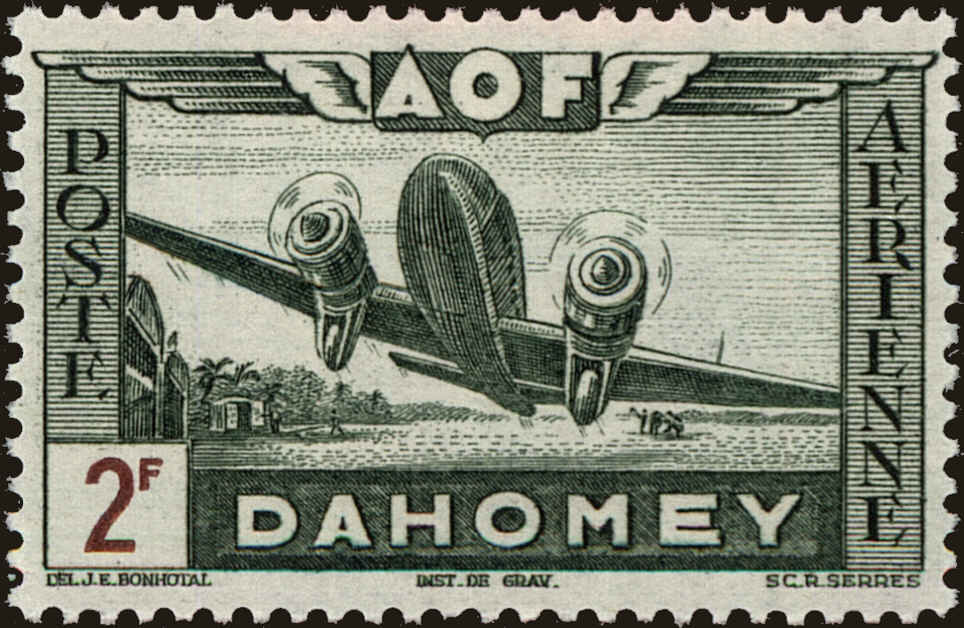 Front view of Dahomey C8 collectors stamp