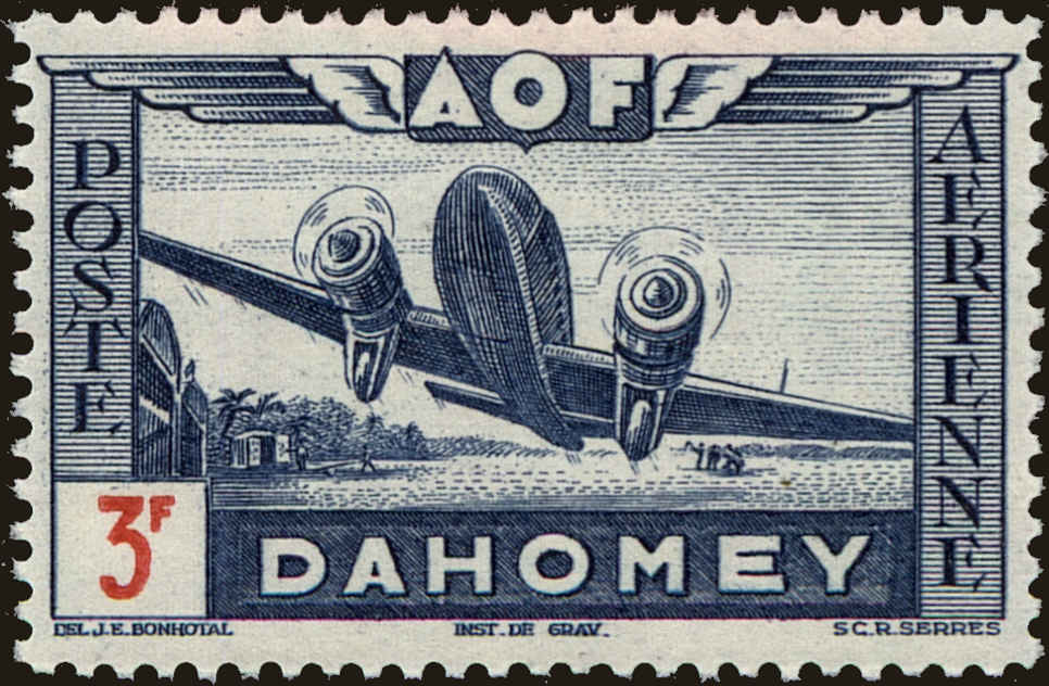 Front view of Dahomey C9 collectors stamp