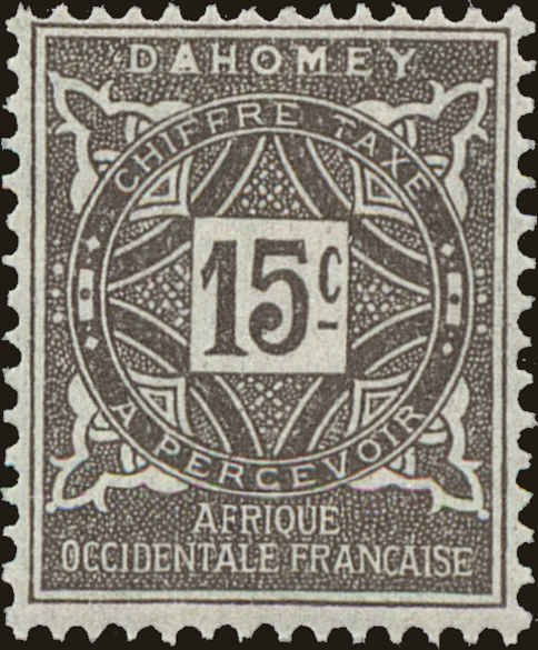 Front view of Dahomey J11 collectors stamp