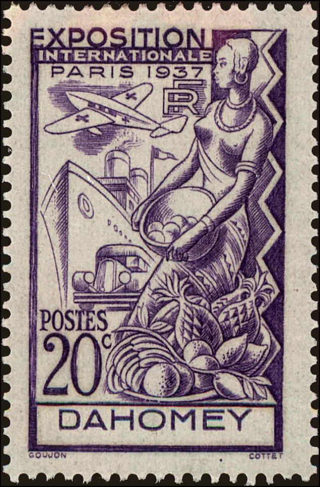Front view of Dahomey 101 collectors stamp