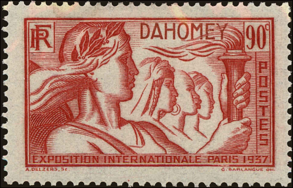 Front view of Dahomey 105 collectors stamp