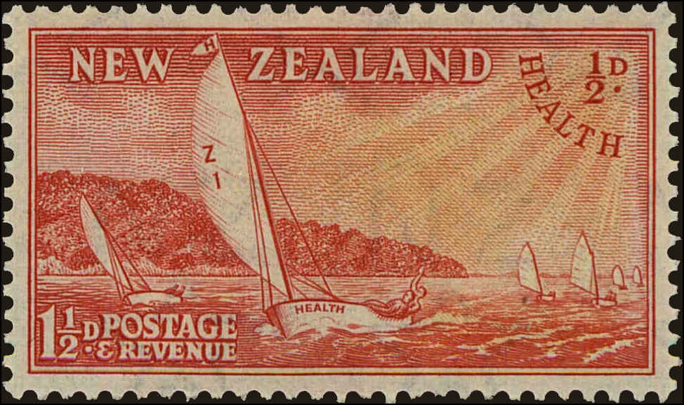 Front view of New Zealand B38 collectors stamp