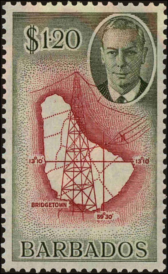 Front view of Barbados 226 collectors stamp