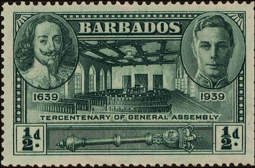 Front view of Barbados 202 collectors stamp