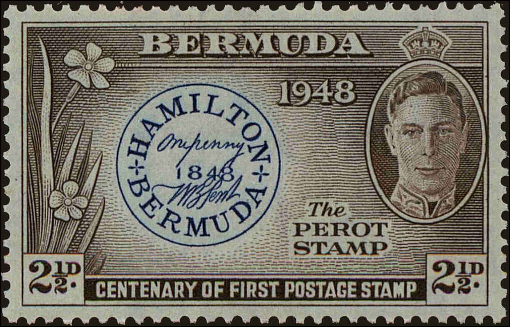 Front view of Bermuda 135 collectors stamp