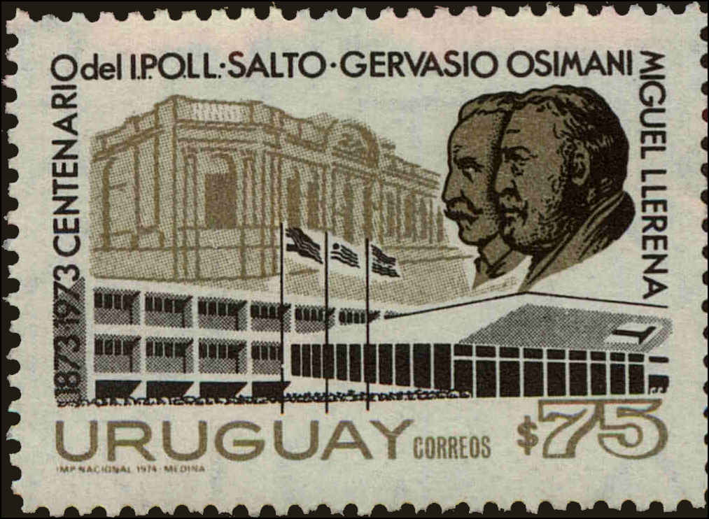 Front view of Uruguay 883 collectors stamp