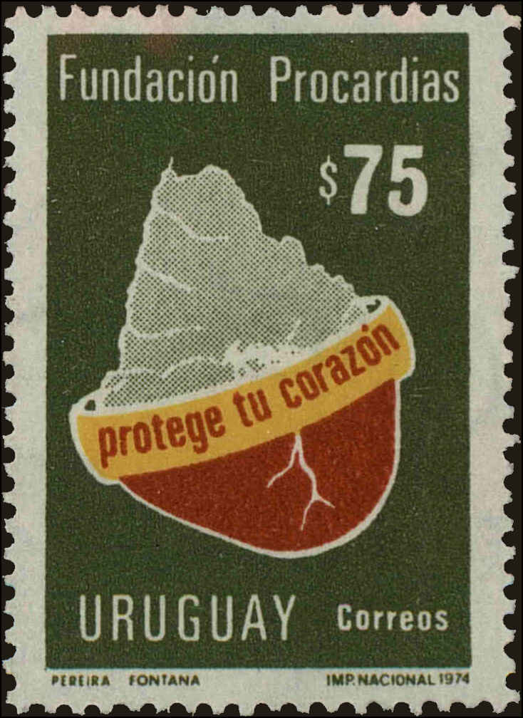 Front view of Uruguay 886 collectors stamp