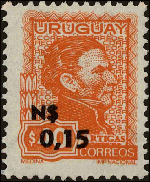 Front view of Uruguay 930 collectors stamp
