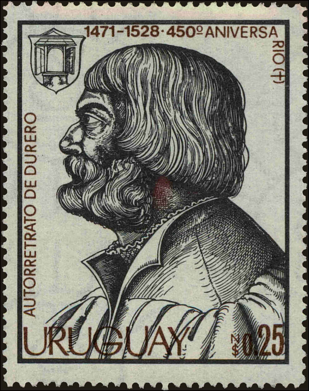 Front view of Uruguay 1004 collectors stamp