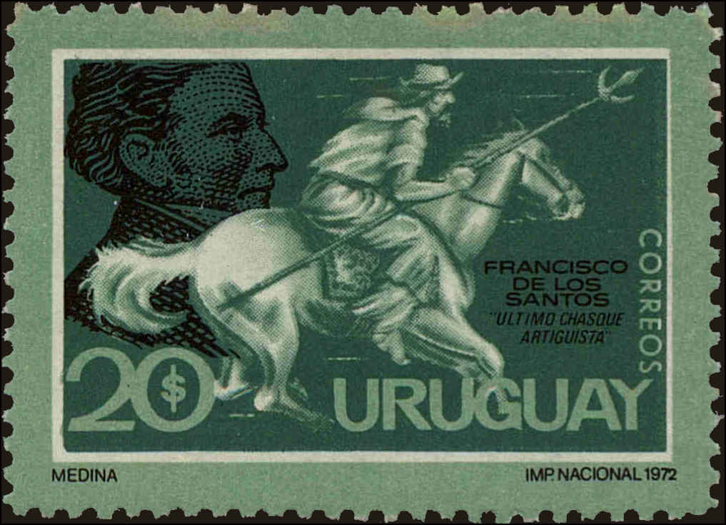 Front view of Uruguay 858 collectors stamp