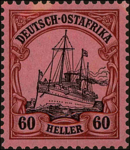 Front view of German East Africa 38 collectors stamp