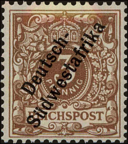 Front view of German South West Africa 7b collectors stamp