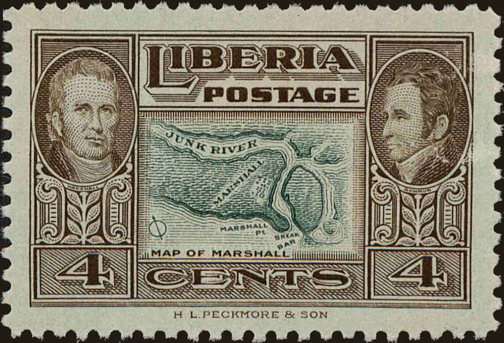 Front view of Liberia 335 collectors stamp