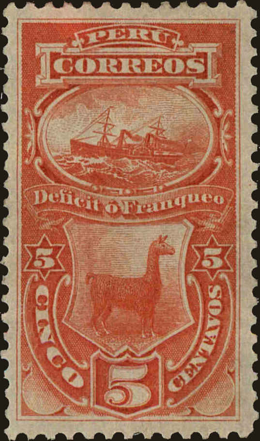 Front view of Peru J2a collectors stamp