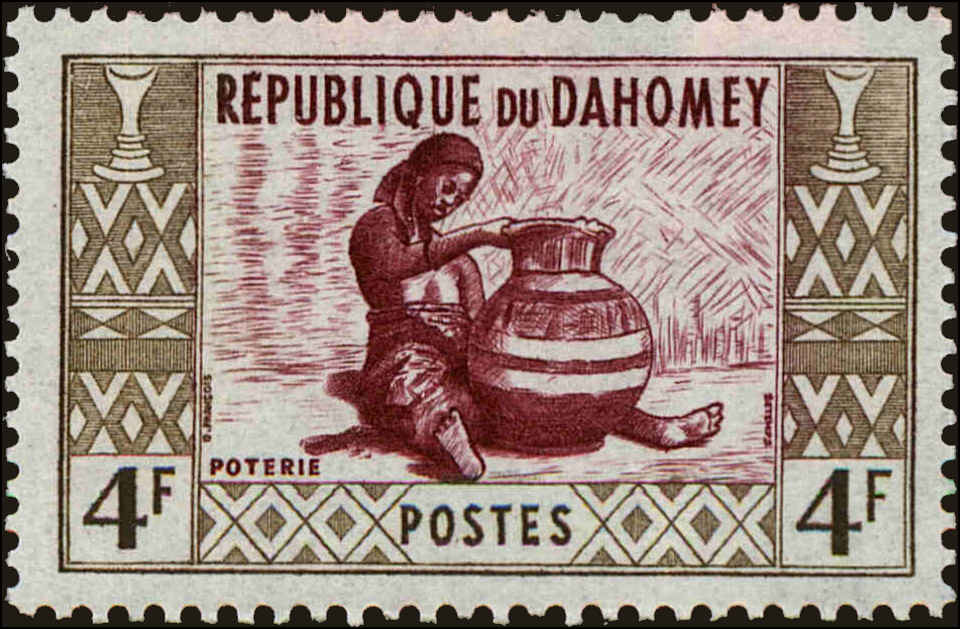 Front view of Dahomey 144 collectors stamp