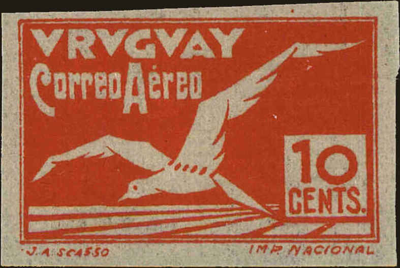 Front view of Uruguay C11 collectors stamp