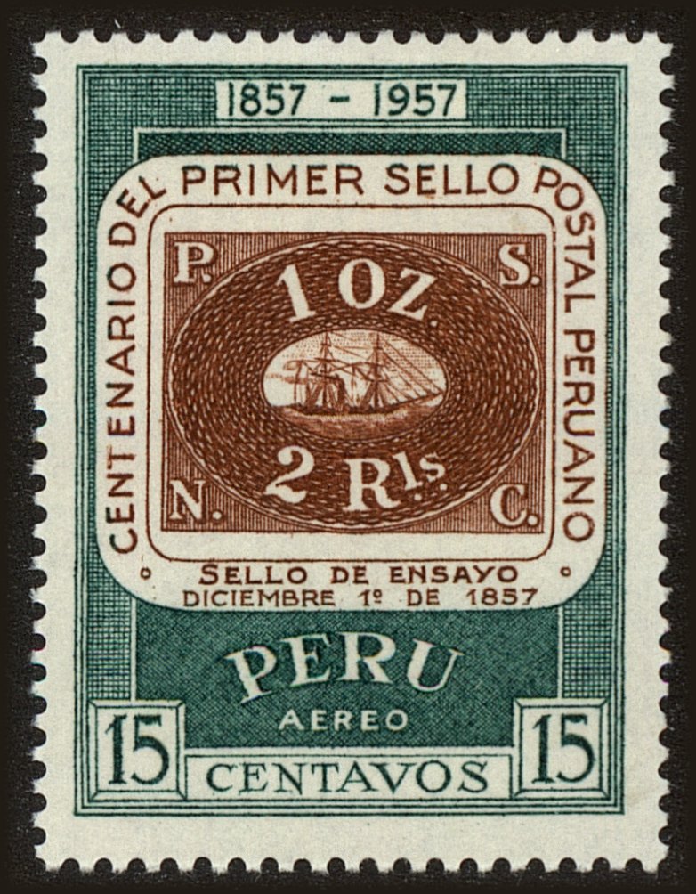 Front view of Peru C133 collectors stamp