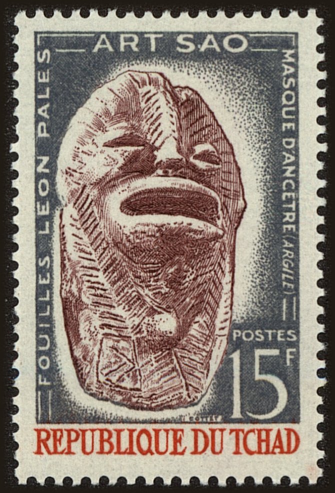 Front view of Chad 91 collectors stamp