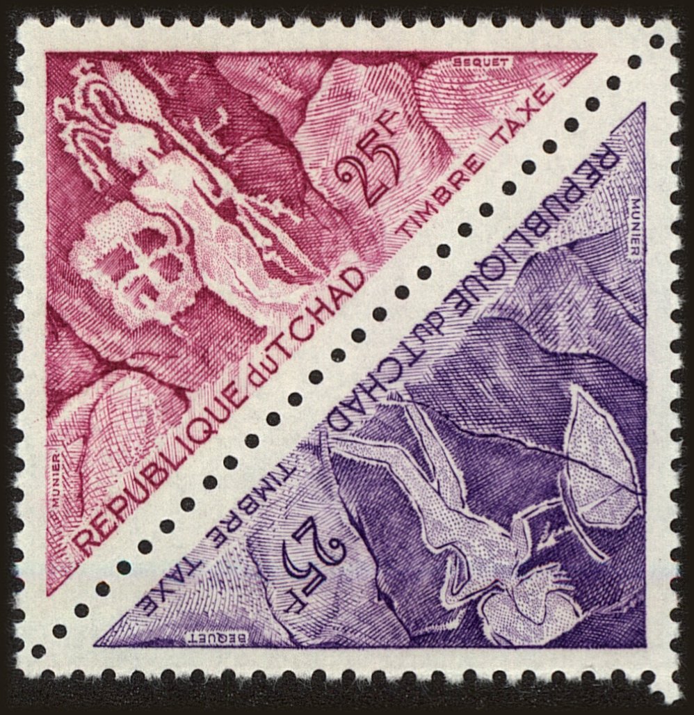 Front view of Chad J34a collectors stamp