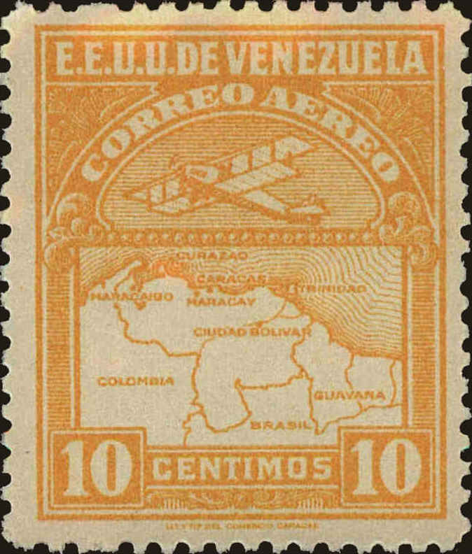 Front view of Venezuela C2 collectors stamp